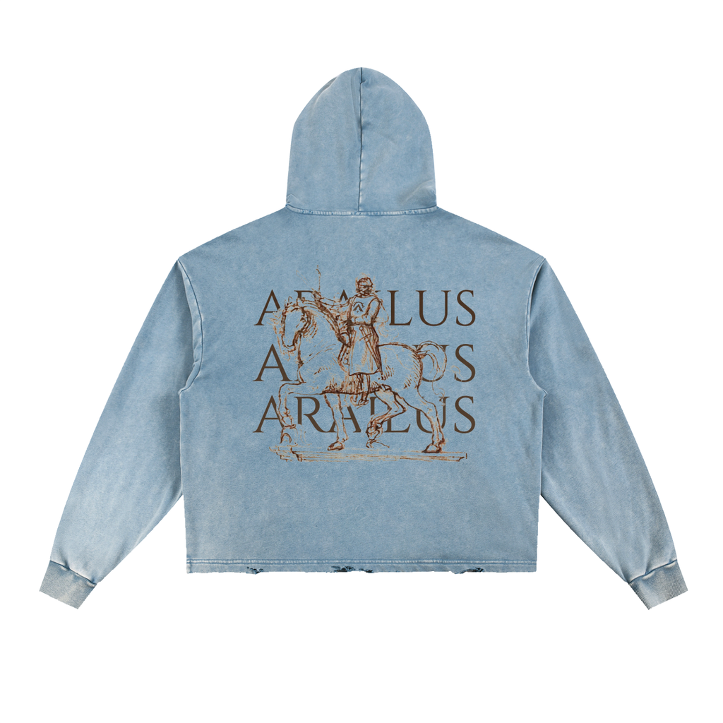 Vintage Washed Frayed-Hem Hoodie