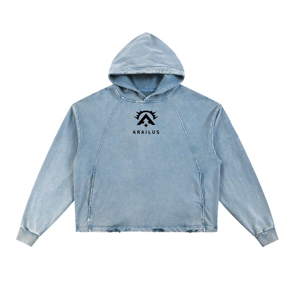 Vintage Washed Frayed-Hem Hoodie