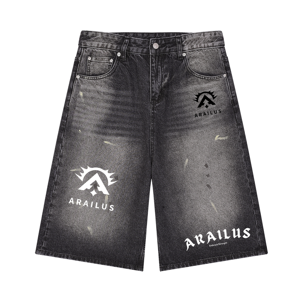 Men’s Vintage Wash Wide Leg Denim Shorts